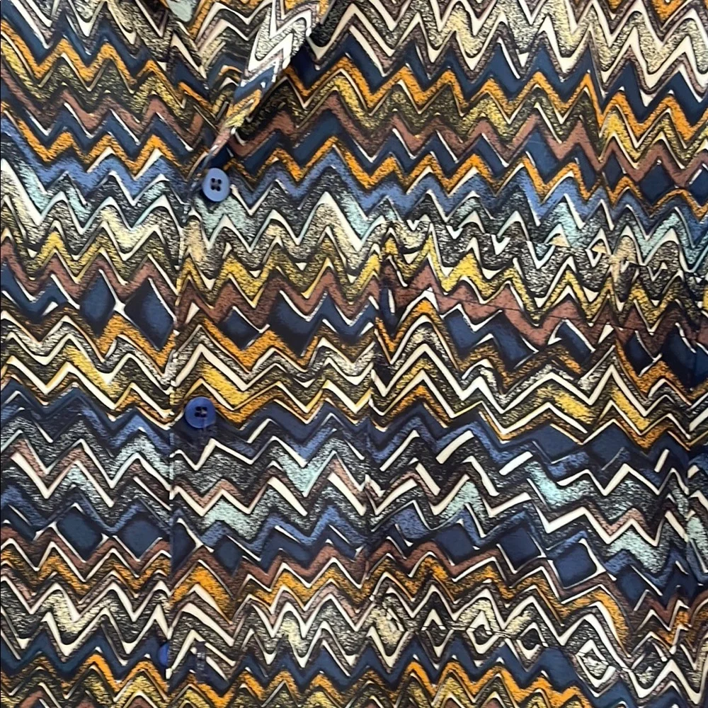 Men's‎ Blue and Brown Zigzag Casual Shirt